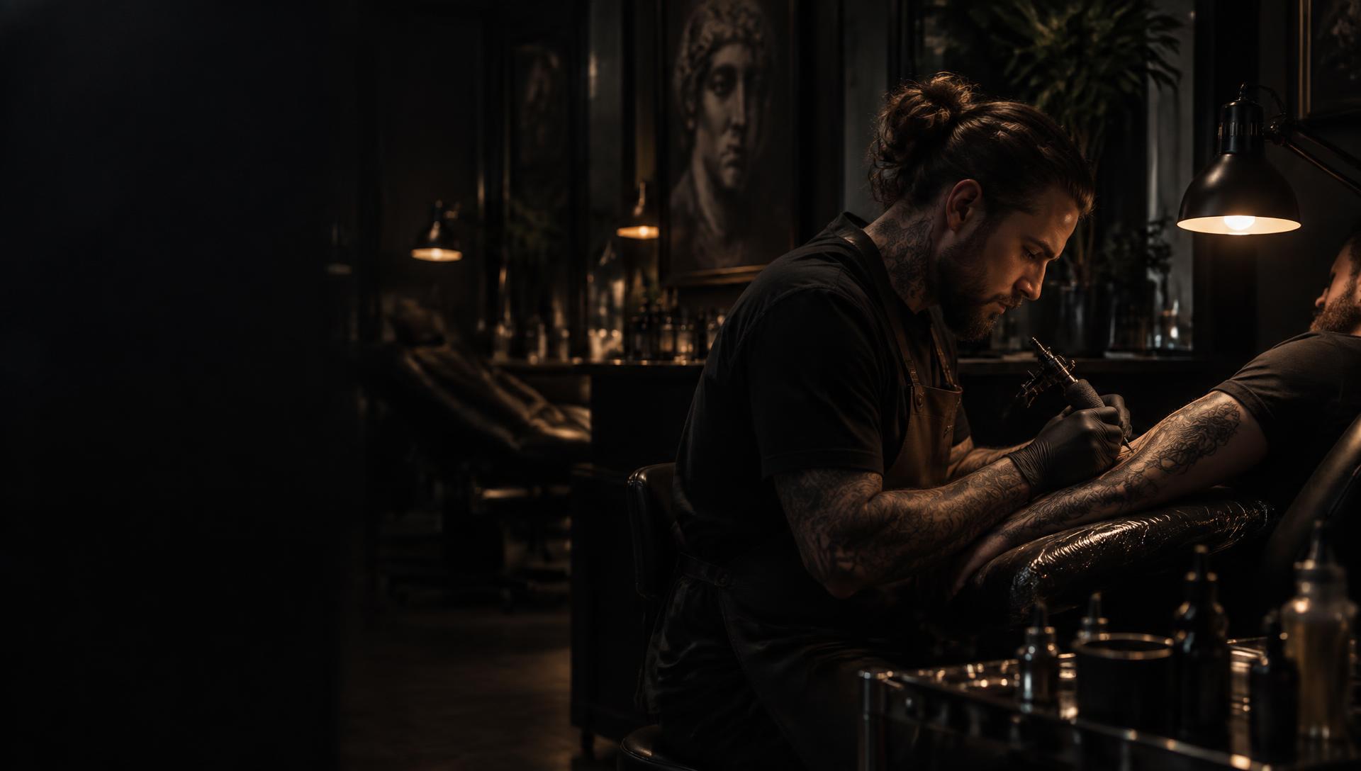 Tattoo artist working in a premium studio